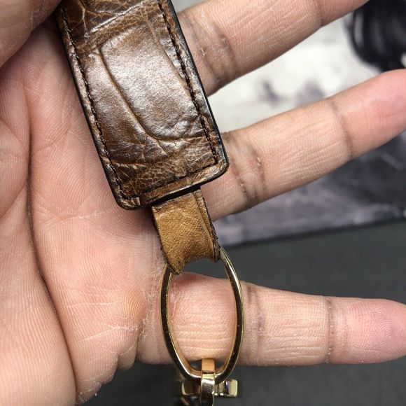 Express Womens Genuine Leather Chain Belt Medium Brown Animal Print Embossed - Picture 5 of 12